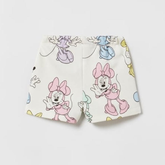 Zara x DISNEY Minnie Mouse Colorful Plush Bermuda Shorts Sz 3-4 Years - Picture 2 of 6